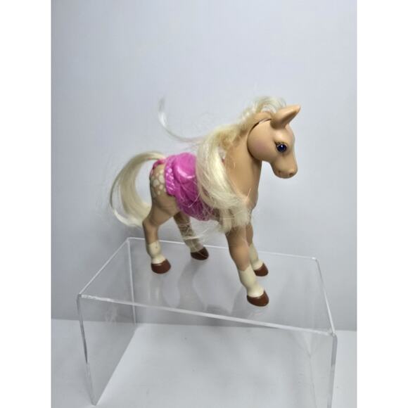 Vintage Barbie Tan Horse Pink Saddle Moveable Head Mattel 2001 - Picture 1 of 6